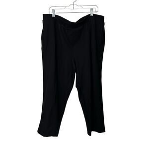 Susan Graver Size 2XP Petite Black Pull-On Pants‎ Career Work Office Stretch